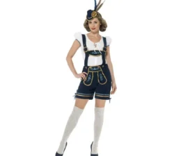 Costume bavarese blu con lederhosen per le donne