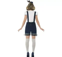 Costume bavarese blu con lederhosen per le donne