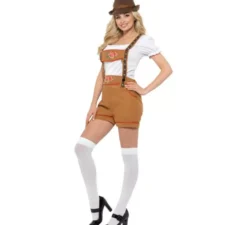 Costume bavarese marrone e bianco per una donna