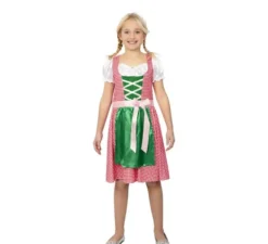 Costume bavarese vestito rosa e verde per bambina