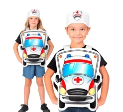 Costume bianco da medico dell'ambulanza con cappello per bambino