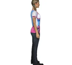 Costume blu-rosa con zip-line per una donna