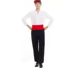 Costume Caganer bianco e nero con fascia per uomo