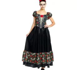 Costume Catrina abito lungo nero da donna