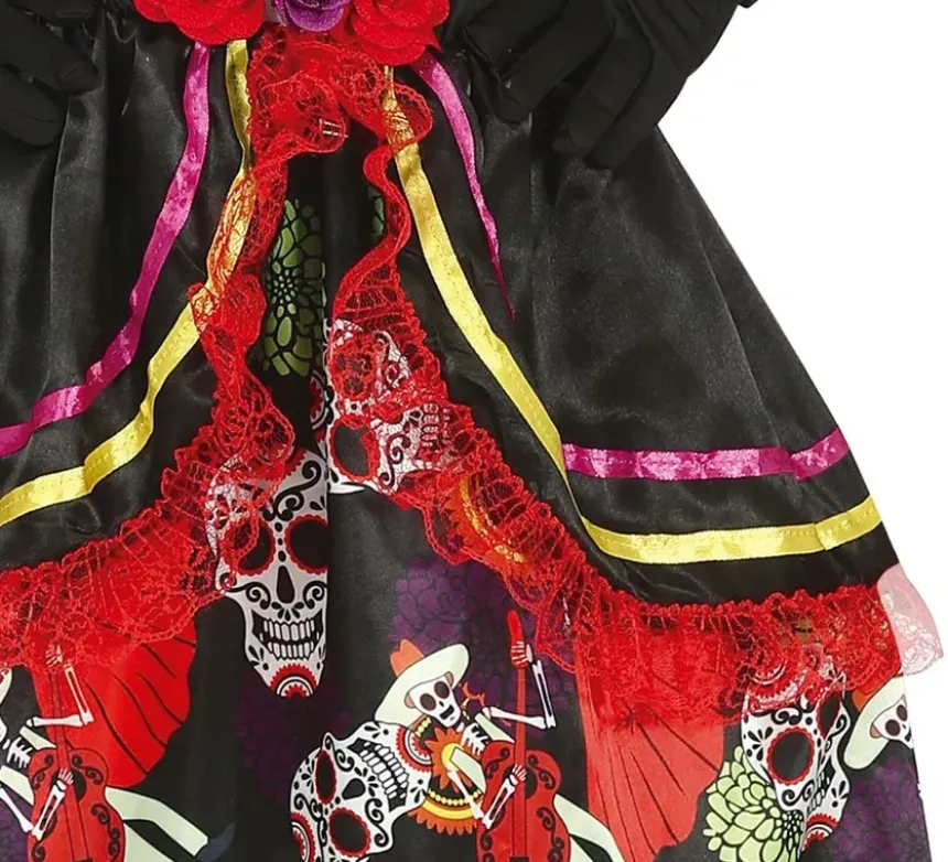Costume Catrina con gonna lunga stampata per bambina