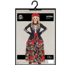 Costume Catrina con gonna lunga stampata per bambina