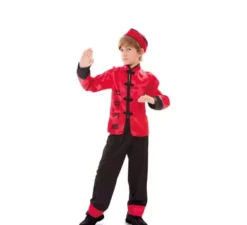 Costume cinese rosso e nero per ragazzo