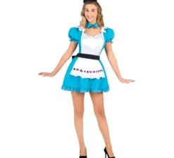 Costume classico da Alice bianco e blu per donna
