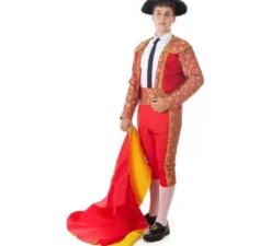 Costume classico da torero rosso e oro per uomo
