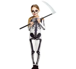 Costume completo da scheletro bianco per ragazze e adolescenti