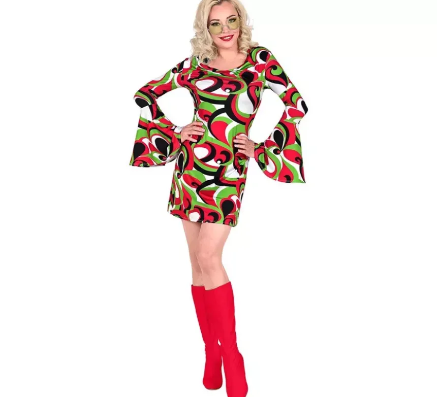 Costume da abito corto stile Groovy anni '70 da donna