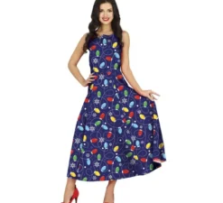 Costume da abito lungo blu di Natale per donna