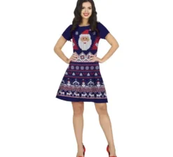 Costume da abito natalizio all'uncinetto blu da donna