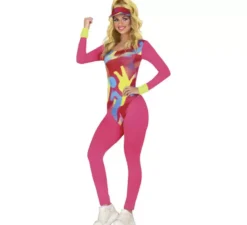 Costume da aerobica psichedelica degli anni '80 da donna