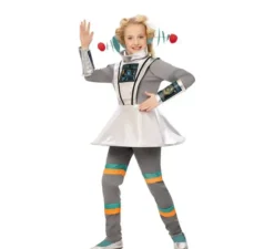 Costume da Agente spaziale grigio con braccialetti per bambina