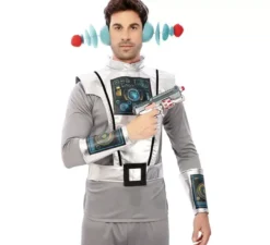 Costume da Agente spaziale grigio con braccialetti per uomo