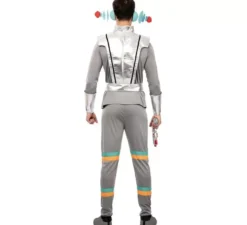 Costume da Agente spaziale grigio con braccialetti per uomo