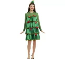 Costume da albero di Natale con volant e fascia per capelli da donna