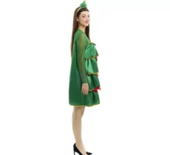 Costume da albero di Natale con volant e fascia per capelli da donna