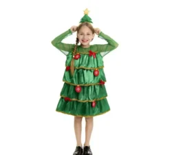 Costume da albero di Natale per bambina con volant e fascia per capelli