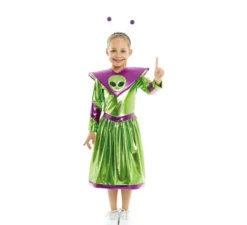 Costume da aliena verde e viola per bambina