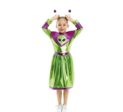 Costume da aliena verde e viola per bambina