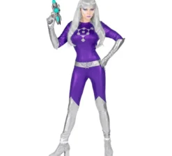 Costume da aliena viola e argento per donna