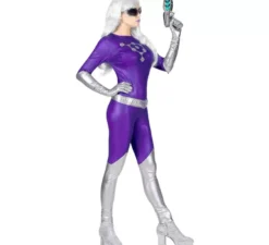 Costume da aliena viola e argento per donna