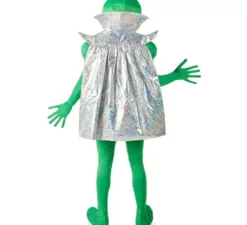 Costume da alieno verde con mantello dorato per uomo