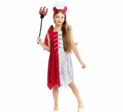 Costume da angelo e demone con ali e corna per bambina