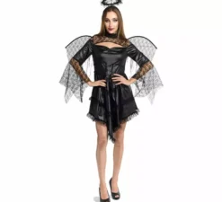 Costume da angelo nero con ali per donna