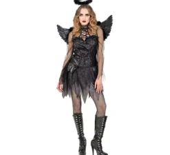 Costume da angelo nero con ali per donna