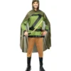 Costume da arciere della foresta verde con mantello per uomo