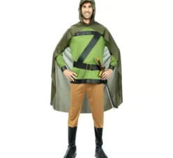 Costume da arciere della foresta verde con mantello per uomo