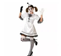 Costume da Arlecchino bianco e nero per donna