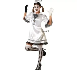 Costume da Arlecchino bianco e nero per donna
