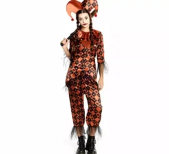 Costume da Arlecchino Malevolo Arancione per Donna
