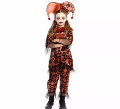 Costume da Arlecchino Malevolo Arancione per Ragazze