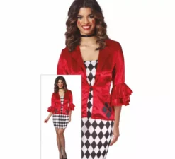 Costume da Arlecchino pericoloso rosso per donna