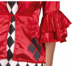 Costume da Arlecchino pericoloso rosso per donna