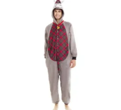 Costume da asino natalizio in tartan con cappuccio per adulto