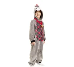 Costume da asino natalizio in tartan con cappuccio per bambini