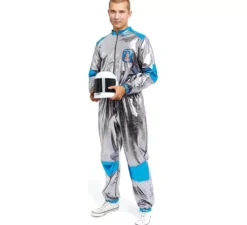 Costume da astronauta argento e blu per adulto