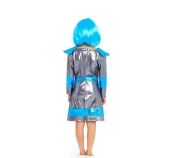 Costume da astronauta argento scuro e blu per bambina