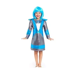 Costume da astronauta argento scuro e blu per bambina