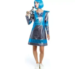 Costume da astronauta argento scuro e blu per donna