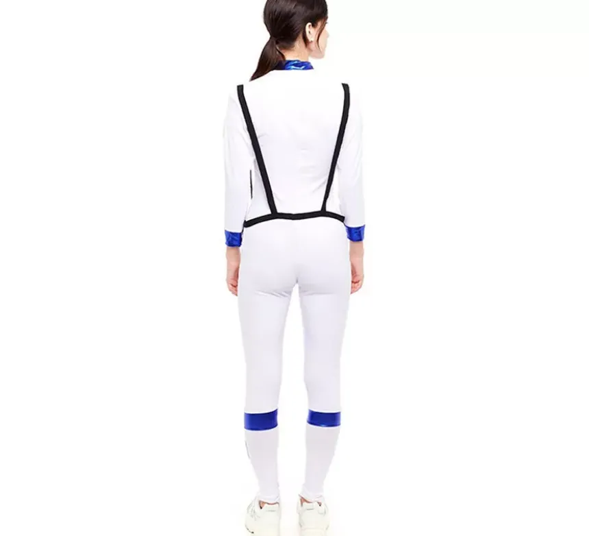 Costume da astronauta bianco con stemma per donna