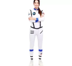 Costume da astronauta bianco con stemma per donna