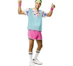 Costume da atleta anni '80 con polsini per uomo