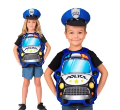 Costume da auto della polizia blu con cappello per bambino